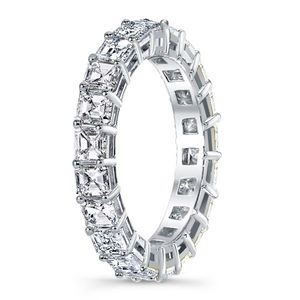 Asscher Cut Eternity Wedding Band For Women In Silver